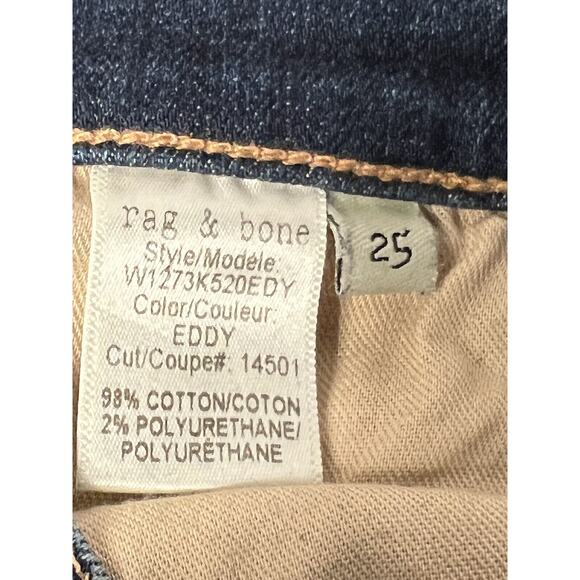 RAG & BONE WOMEN'S JEANS SIZE 25 DIVE HIGH RISE WAIST EDDY WASH SKINNY - Picture 10 of 11